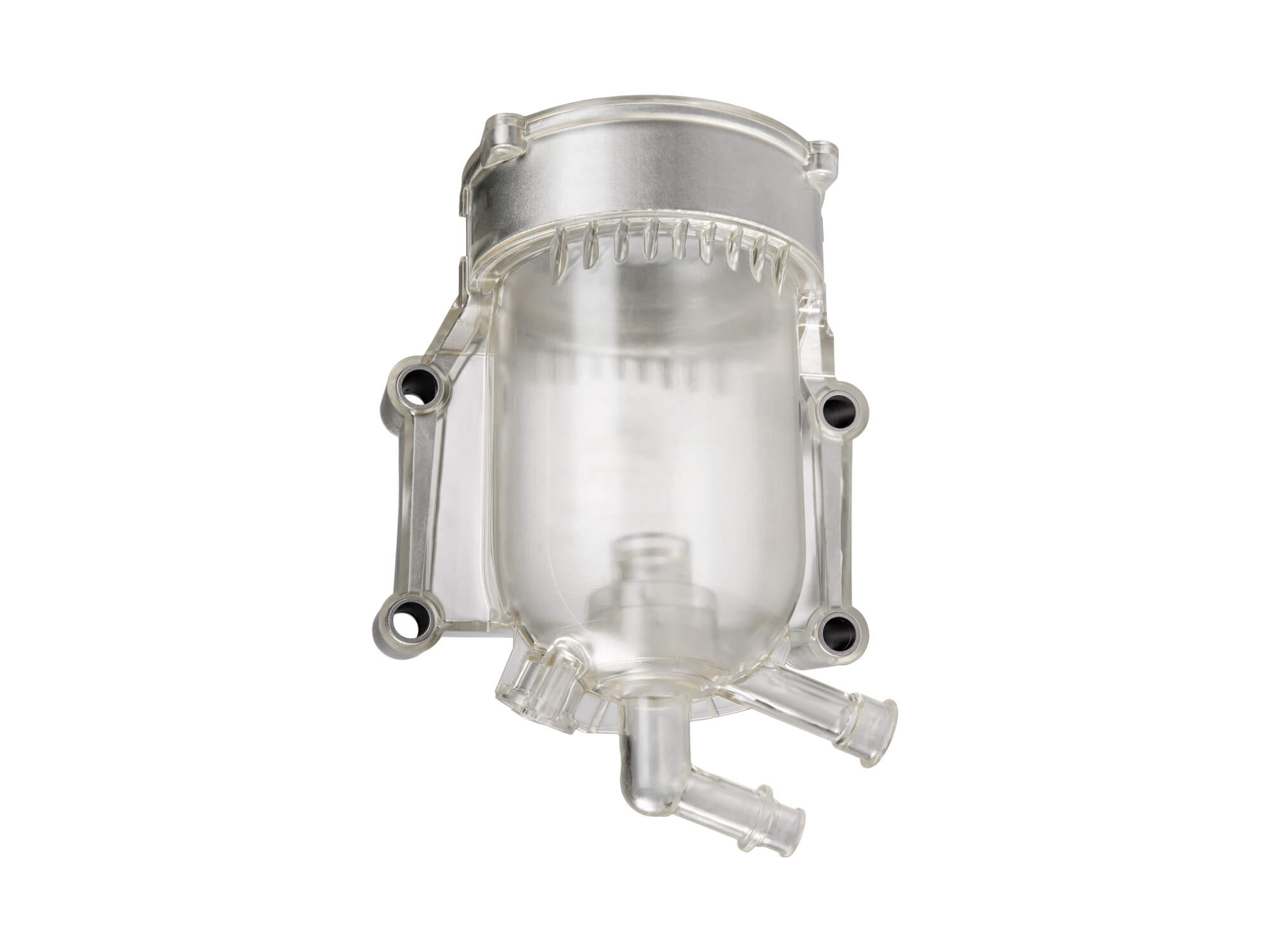 Sample of a hybrid fuel filter module produced in transparent plastic