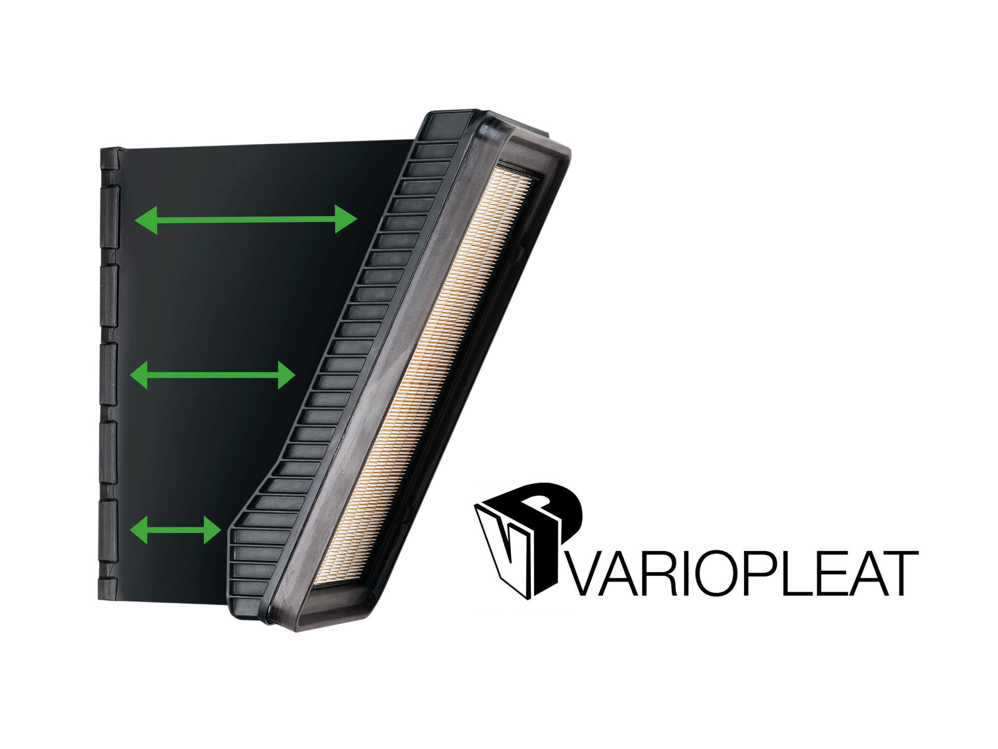 The innovative design of the VarioPleat filter element enables variable pleat heights.